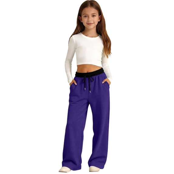 Baggy Sweatpants Boys Wide Leg Sweat Pants Fleece Athletic Workout Kids Clothes Boy Joggers with Pocket and Drawstring Bottom