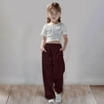 thumbnail image 1 of Baggy Sweatpants For Girl Solid Open Bottom Joggers Pants Streetwear Spring Casual Trousers With Pocket Brown, 1 of 6