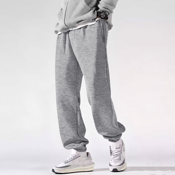 Baggy Sweatpants For Men Solid Open Bottom Athletic Pantss With Drawstring Summer Running Trousers With Pocket Light Gray S