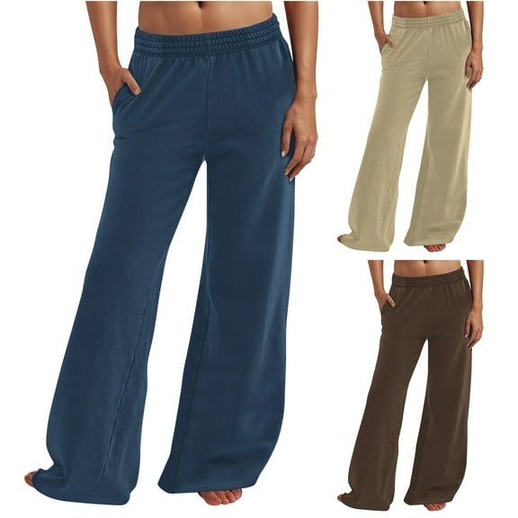 Baggy Sweatpants For Women Casual Solid Color Wide-leg Plus Size Running Fitness Navy Pants And Sweatpants (XL)