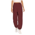thumbnail image 1 of Baggy Sweatpants For Women Exercise Casual Solid Color Binding Leg Wine Pants And Sweatpants (L), 1 of 8