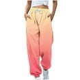 thumbnail image 1 of Baggy Sweatpants For Women Loose Casual Wide Leg Drawstring Pocket Sports Orange Pants And Sweatpants (S), 1 of 5