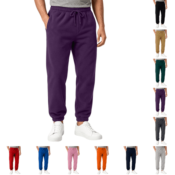 Baggy Sweatpants Men Casual Fashion Elastic Waist Wide Leg Sweatpants Comfy Soft Workout Sweatpants with Pockets Dark Purple L