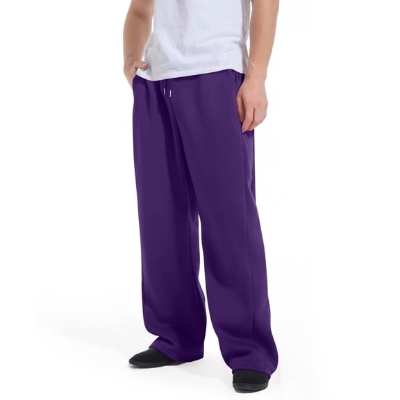 Baggy Sweatpants Men - Men's Tall Cotton Sweatpants, Long Yoga Pants, Athletic Lounge Pants with Pockets Dark Purple 2XL