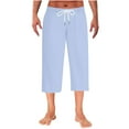 thumbnail image 1 of Baggy Sweatpants Men, Mens Casual Capri Pants Elastic Waist Lightweight Breathable Lounge Loose Fit Cropped Pants Beach Vacation Shorts Light Blue XXXL, 1 of 7