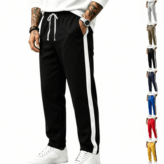 Baggy Sweatpants Men No Cuff Wide Leg Drawstring Relaxed Fit Bigand Tall Straight Open Hem Trackpants
