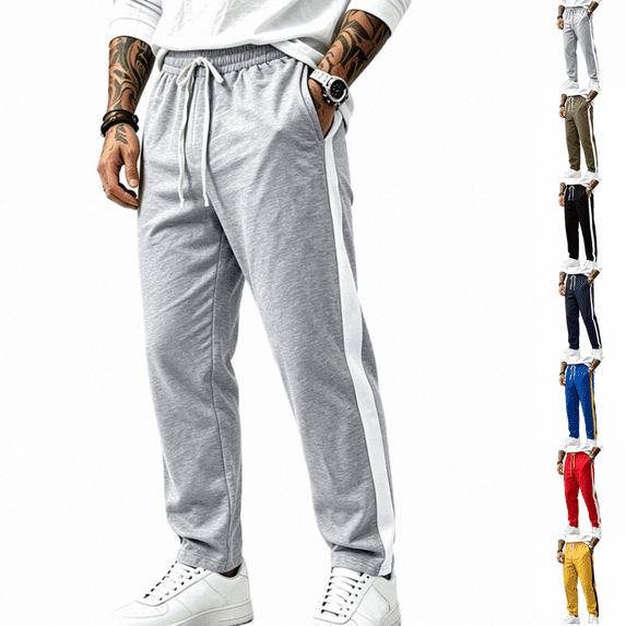 Baggy Sweatpants Men No Cuff Wide Leg Drawstring Relaxed Fit Bigand Tall Straight Open Hem Trackpants