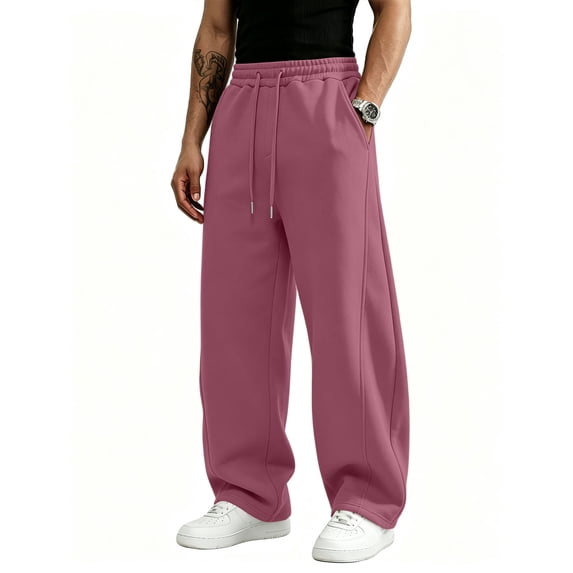 Baggy Sweatpants Men Open Bottom Gym Athletic Pants Drawstring Waist Loose Fit Jogging Sweat Pants