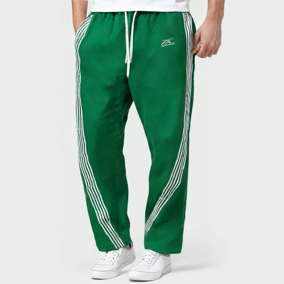 Baggy Sweatpants for Men Solid Color Mid Waisted Loose Fit Pants Blocked Striped Slacks Straight Leg Trousers Pants Travel Hiking Fall Pants with Pockets