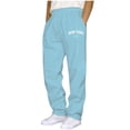 thumbnail image 1 of Baggy Sweatpants Men Straight Leg Trendy Newyork Letter Printed Trousers Open Bottom Athletic Joggers For Men With Pockets, 1 of 5