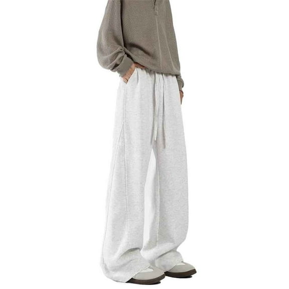 Baggy Sweatpants Men,Sweatpants Wide Leg Loose Fit Winter Fashion Sportswear for Large Sized Comfort,Mens Cargo Sweatpants,05 White,2XL
