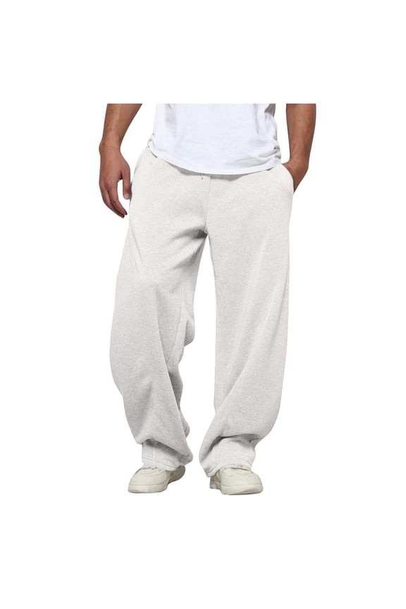 Baggy Sweatpants Men Wide Leg Drawstring Open Bottom Sweatpants Joggers Cotton Loose Lounge Pants With Pockets
