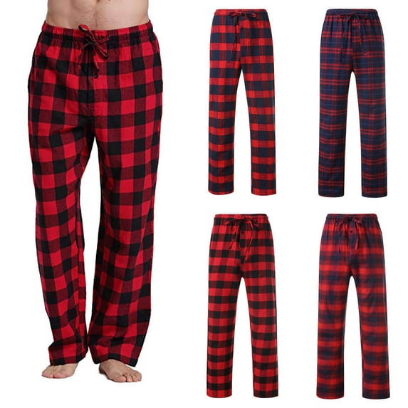 Baggy Sweatpants Men Wide Leg Mens Pajama Pants - Plaid Mens Pajama Bottoms - Mens Lounge Pants with Pockets (S - 3X) Mens Casual Pants with Pockets