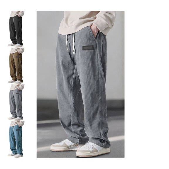 Baggy Sweatpants Men Wide Leg Sweats Pants Casual Loose Fit Open Bottom Athletic Joggers with Pockets and Drawstring Y2K Trousers Streetwear Gray XL