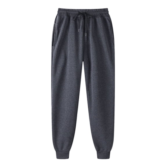 Baggy Sweatpants Men's Casual Trousers and Trousers Plus Velvet Thick Solid Color Large Size Running Fitness Sports Pants Loose Workout Foot Binding Pants Active Wear Elastic Waist Pants
