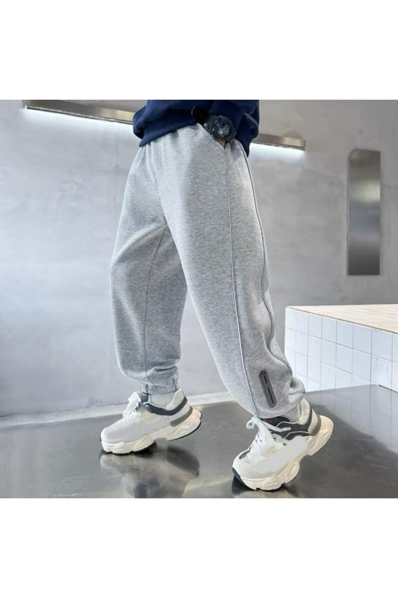 Baggy Sweatpants for Teen Boys Elastic Waisted Joggers Toddler Wide Leg Loose Casual Tween Sport Pants Athletic Kids Joggers with Pockets Solid Color Pull On Bottoms, Size 2-15