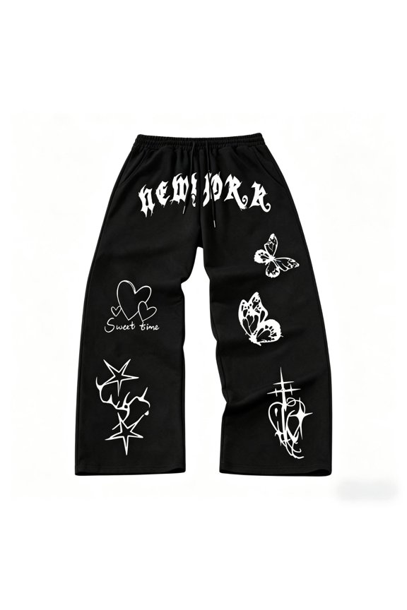 Baggy Sweatpants Y2k Mens Polyester Mens Y2k Pants Gothic Sweatpants Soft Comfortable Harajuku Street Style Outfit S-2XL