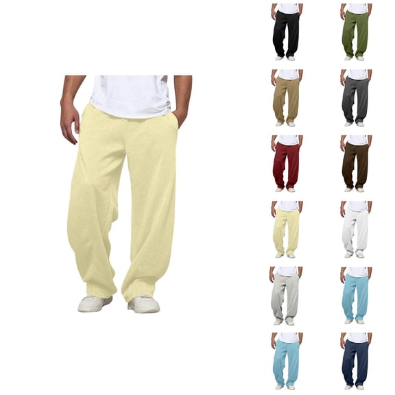 Baggy Sweatpants for Men 2025 Elastic Waist Drawstring Plain Relaxed Fit Long Pants with Pockets Casual Trousers