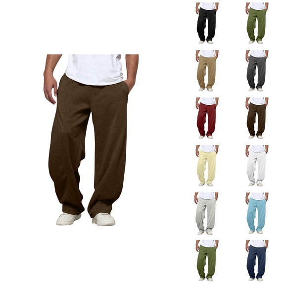 Baggy Sweatpants for Men 2025 Elastic Waist Drawstring Plain Relaxed Fit Long Pants with Pockets Casual Trousers