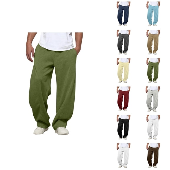 Baggy Sweatpants for Men 2025 Fall Winter Elastic Waist Drawstring Plain Casual Pants with Pockets Trousers