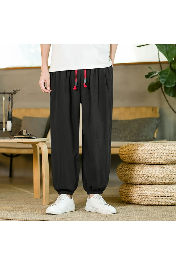 Baggy Sweatpants for Men Casual Boho Yoga Jogger Pants Elastic Waist Vintage Hippie Drop Crotch Trousers Athletic Apered Joggers
