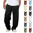 thumbnail image 1 of Baggy Sweatpants for Men Drawstring Elastic Waist Casual Pants Loose Workout Gym Track Pants with Pockets Black M, 1 of 7