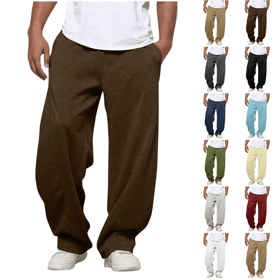 Baggy Sweatpants for Men Drawstring Elastic Waist Casual Pants Loose Workout Gym Track Pants with Pockets Coffee XL