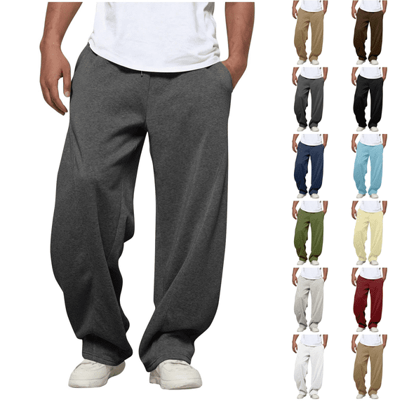 Baggy Sweatpants for Men Drawstring Elastic Waist Casual Pants Loose Workout Gym Track Pants with Pockets Dark Gray S