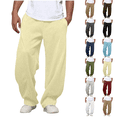 thumbnail image 1 of Baggy Sweatpants for Men Drawstring Elastic Waist Casual Pants Loose Workout Gym Track Pants with Pockets Yellow XL, 1 of 6