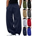 thumbnail image 1 of Baggy Sweatpants for Men,Drawstring Elastic Waist Wide Leg,Casual Loose Fit Pants with Pockets for Daily Commute, 1 of 6