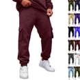 thumbnail image 1 of Baggy Sweatpants for Men Elastic Waist Running Drawstring Joggers Sports Workout Tapered Sweat Pants with Pockets Wine 3XL, 1 of 9