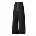 thumbnail image 1 of Baggy Sweatpants for Men Fleece Lined Winter Warm Elastic Waist Drawstring Wide Leg Loose Fit Solid Casual Pants (S, Black), 1 of 4