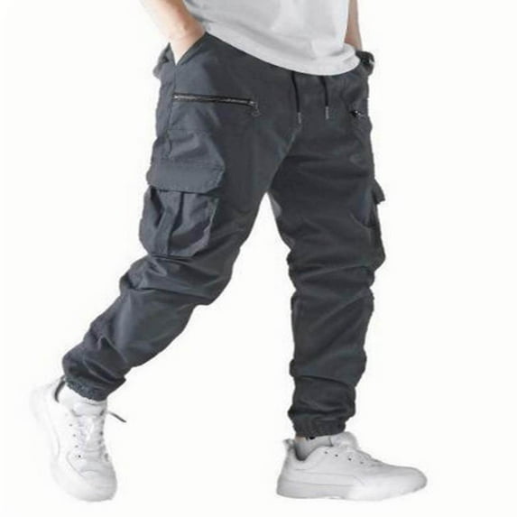 Men's Casual Cargo Pants Elastic Waist Drawstring Joggers Pants Tapered Sweatpants for Men Multi Pockets