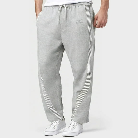 Baggy Sweatpants for Men Solid Color Mid Waisted Loose Fit Pants Blocked Striped Slacks Straight Leg Trousers Pants Outdoor Athleisure Pants