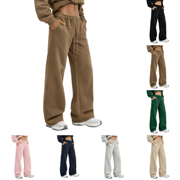 Baggy Sweatpants for Men Trendy Wide Leg High Waisted Sweatpants Casual Comfortable Classic Basic Gym Athletic Sweatpants with Pockets Brown M