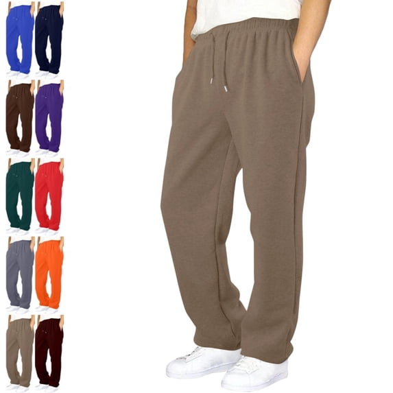 Baggy Sweatpants for Men Wide Leg Sweat Pants | Baggy Sweatpants Men Wide Leg Drawstring Elastic Waist Casual Pants Khaki 3XL