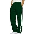thumbnail image 1 of Baggy Sweatpants for Men Y2k Side Striped Straight Wide Leg Sweatpant Elastic Waist Drawstring Track Pants with Pockets (M, Green), 1 of 7