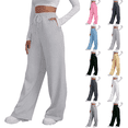 thumbnail image 1 of Baggy Sweatpants for Women Casual Wide Leg Drawstring High Waisted Lounge Athletic Sweat Track Pants with Pockets Light Gray S, 1 of 7