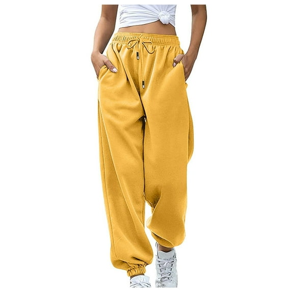 Baggy Sweatpants for Women Cinch Bottom Sweatpants Drawstring Waist Wide Leg Pants Casual Joggers with Pockets