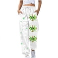thumbnail image 1 of Baggy Sweatpants for Women Elastic Waist Joggers Pants St. Patricks Day Printed Sports Athletic Fitness Sweatpants (XL, White), 1 of 5