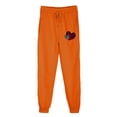 thumbnail image 1 of Baggy Sweatpants for Women Heart Print Tie Waist Loose Joggers Pants with Pocket Workout Running Fall Cute Casual Trousers, Orange, XXL, 1 of 4