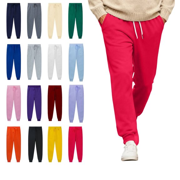 Baggy Sweatpants for Women with Pockets Plus Size Joggers Trendy Fall Fashion Drawstring Sweat Pants Winter Clothes Red M