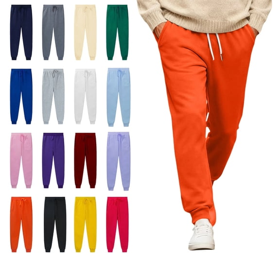 Baggy Sweatpants for Women with Pockets Plus Size Joggers Trendy Fall Fashion Drawstring Sweat Pants Winter Clothes Saffron M