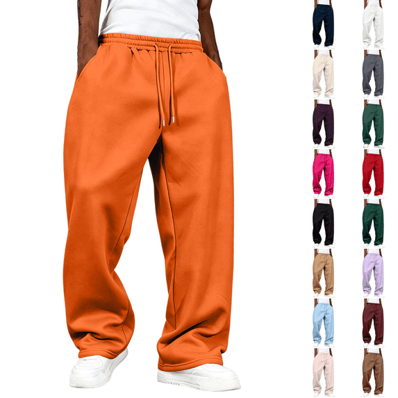 Baggy Sweatpants Men Wide Leg Loose Fit Lounge Gym Solid Casual Uncuffed Oversized Joggers