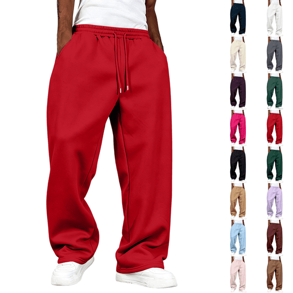Baggy Sweatpants Men Wide Leg Loose Fit Lounge Gym Solid Casual Uncuffed Oversized Joggers