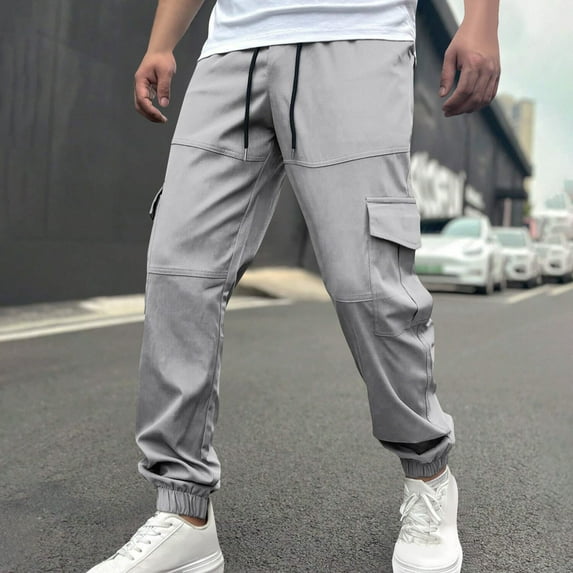 Baggy Sweats Men's Regular Fit Solid Drawstring Waist Sweatpants Loose Fit Joggers for Men Sweatpants Cargo for Men Mens Drawstring Sweatpants Mens Fleece Cargo Pants