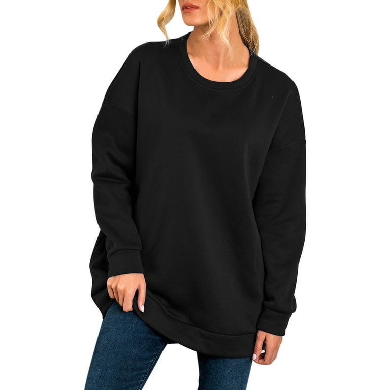 Baggy Sweatshirt Womens Casual Loose Outerwear Top With Mouth Loan Solid  Color Long Sleeve Round Neck Sweatershirts Ladies Sweatshirts Size Large