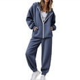 thumbnail image 1 of Baggy Sweatsuits Women 2 Piece Outfit Track Lounge Jogger Sets Oversized Zip Up Hoodie Matching Sweat Suits (2XL, Dark Blue), 1 of 8