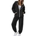 thumbnail image 1 of Baggy Sweatsuits Women 2 Piece Outfit Track Lounge Jogger Sets Oversized Zip Up Hoodie Matching Sweat Suits (S, Black), 1 of 8