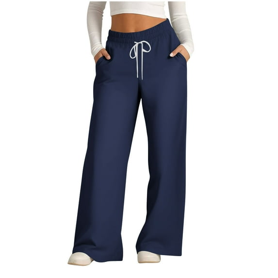 Baggy Wide Leg Sweatpants Women Y2k Lightweight Drawstring High Waisted Pants Comfy Wide Leg Yoga Pants with Pockets Summer Sports Athletic Sweatpants Ladies Sweatpants Summer Clothes